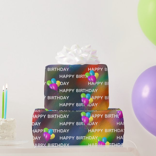 Birthday Balloons on Abstract Wrapping Paper (Party Gifts)