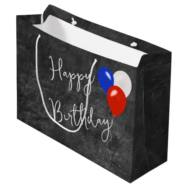 Birthday Balloons On Leather Large Gift Bag (Front Angled)