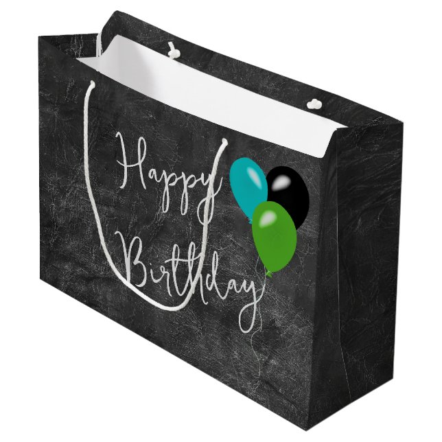 Birthday Balloons On Leather Large Gift Bag (Front Angled)