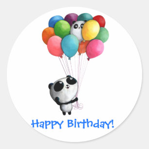 Birthday Balloons Panda Bear Classic Round Sticker