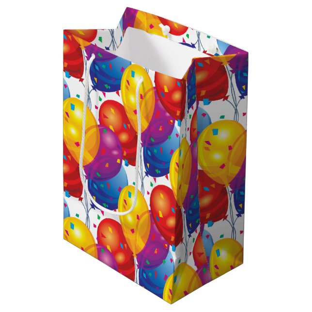 Birthday Balloons Paper Gift Bag (Front Angled)