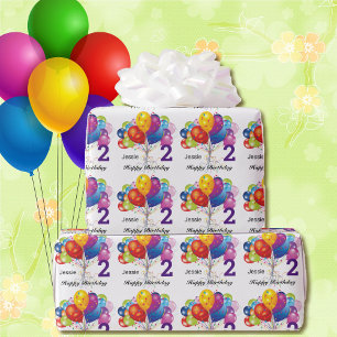 Birthday Balloons Personalize Child's Name & Age Wrapping Paper