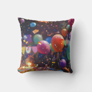 Birthday Balloons Throw Pillow