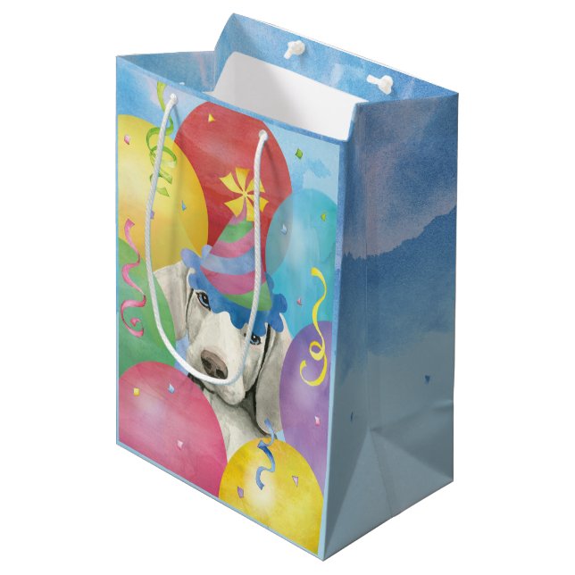 Birthday Balloons Wemaraner Medium Gift Bag (Front Angled)