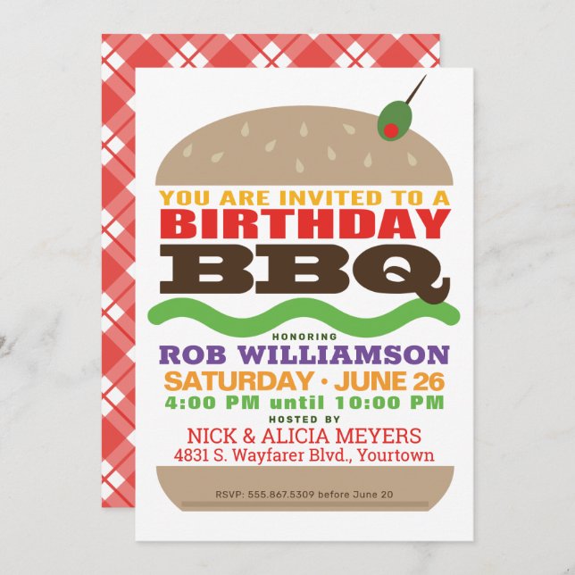 Birthday Barbeque | BBQ Party Invitation (Front/Back)