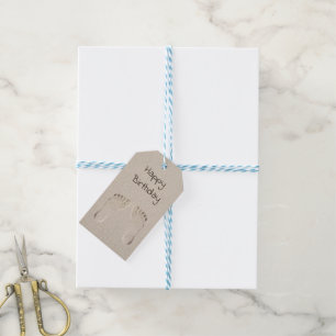 Birthday Barefoot Prints in Beach Sand Gift Tags