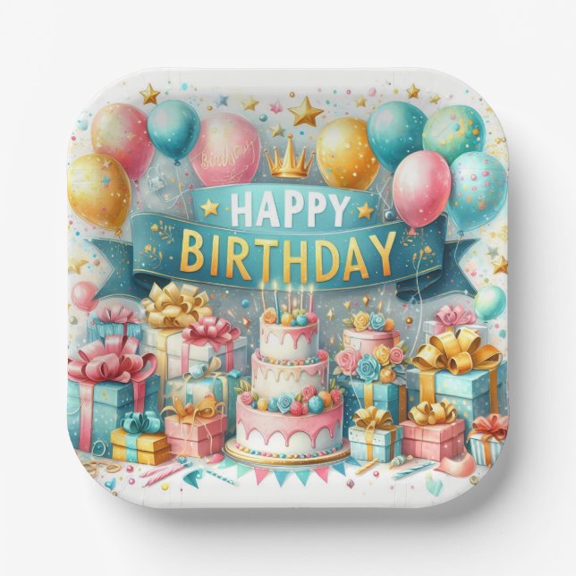 Birthday Bash Bliss Paper Plate (Front)