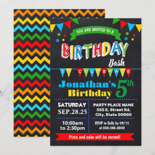 Birthday Bash chalkboard party Invitation