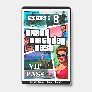 Birthday Bash -customizable  invitation badge