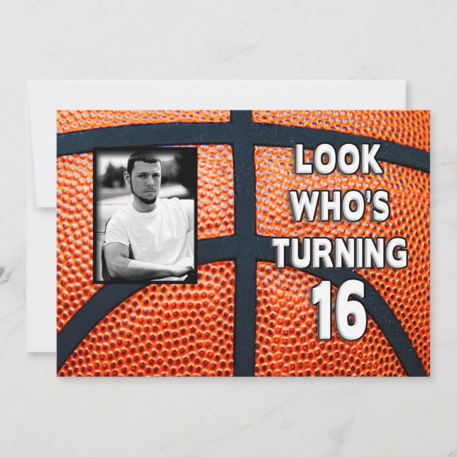 BIRTHDAY - BASKETBALL - 16TH INVITATION/PHOTO INVITATION (Front)