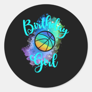 Birthday Basketball Girl  Classic Round Sticker