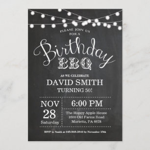 Birthday BBQ Invitation 50th Birthday Chalkboard