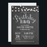 Birthday BBQ Invitation 90th Birthday Chalkboard<br><div class="desc">Birthday BBQ Invitation. 90th Birthday Invitation Chalkboard Background with String Lights. 13th 15th 16th 18th 20th 21st 30th 40th 50th 60th 70th 80th 90th 100th, Any age. Adult Birthday. Woman or Man Male Birthday Party. For further customization, please click the "Customize it" button and use our design tool to modify...</div>
