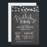Birthday BBQ Invitation 90th Birthday Chalkboard<br><div class="desc">Birthday BBQ Invitation. 90th Birthday Invitation Chalkboard Background with String Lights. 13th 15th 16th 18th 20th 21st 30th 40th 50th 60th 70th 80th 90th 100th, Any age. Adult Birthday. Woman or Man Male Birthday Party. For further customization, please click the "Customize it" button and use our design tool to modify...</div>