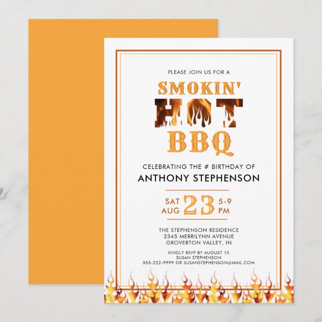 Birthday BBQ Smoker Summer Party Invitation (Front/Back)