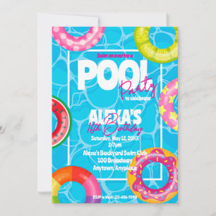 Birthday Bday Pool Party Invitation