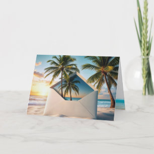 Birthday Beach Envelope With Palm Trees Card