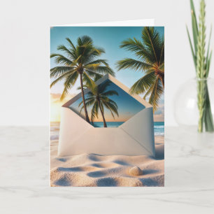 Birthday Beach Envelope With Palm Trees Card