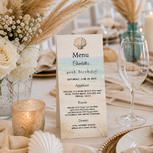 Birthday beach party menu card