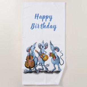 Birthday Beach Towel Musical Mouse Band
