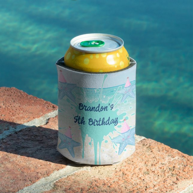 Birthday beach watercolor starfish kids party can cooler (In Situ Pool)