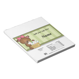Birthday Bear Candy Bar Wrapper Party Favours Notepad