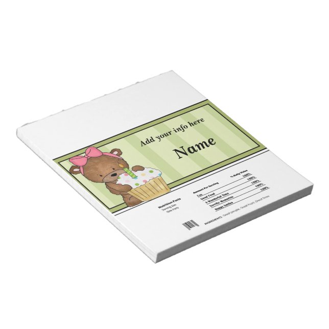 Birthday Bear Candy Bar Wrapper Party Favours Notepad (Angled)
