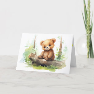 Birthday Bear Cub On Log Card