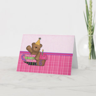 Birthday Bear Customizable Card age 6