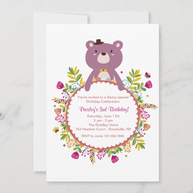 Birthday Bear Invitation (Front)
