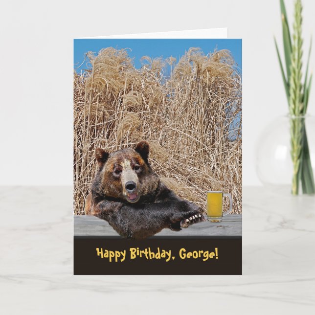 Birthday Bear with Beer Card (Front)