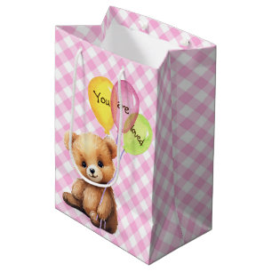 Birthday Bear With Party Balloons Medium Gift Bag