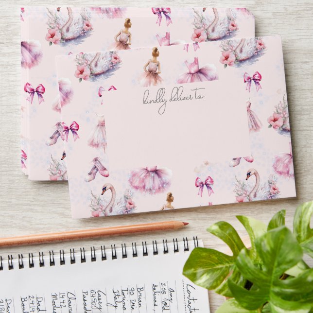 Birthday Beautiful Dusty Pink Ballerina  Envelope (Stacked)