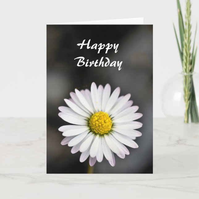Birthday beautiful white and yellow daisy card (Front)