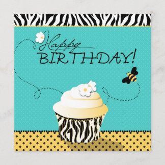 Birthday Bee & Cupcake Birthday Card