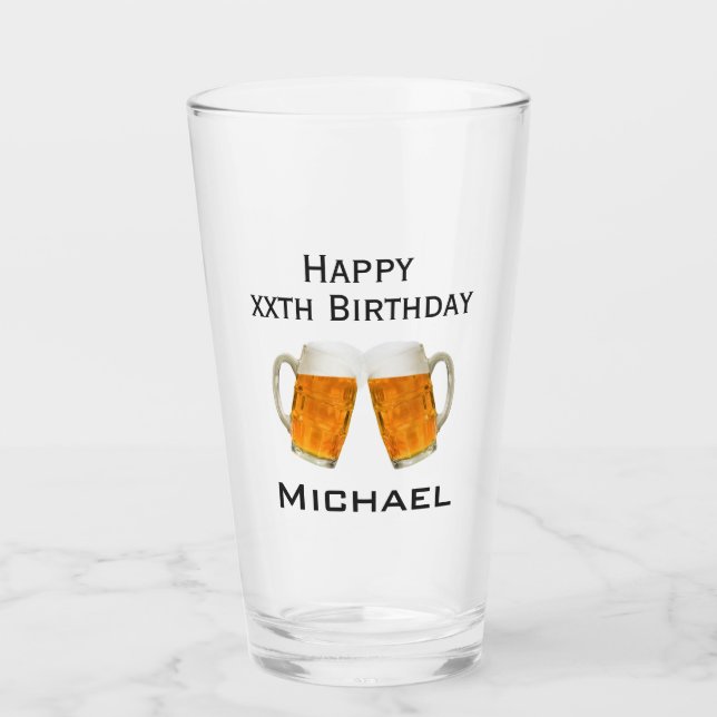 Birthday Beer Cheers Add Name Age Pint Glass (Front)