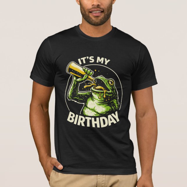 Birthday Beer Chugging Frog T-Shirt (Front)