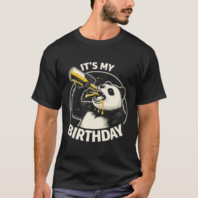 Birthday Beer Chugging Panda T-Shirt (Front)