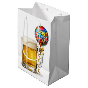 Birthday Beer Mug With Party Balloon Medium Gift Bag
