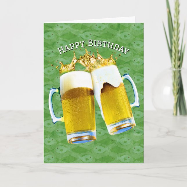 Birthday Beer Toast On Fish Design Card (Front)