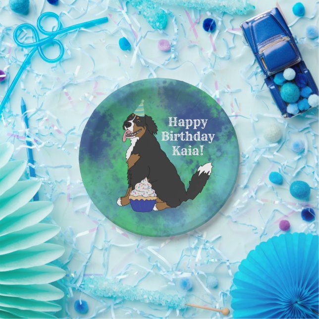 Birthday Bernese Mountain Dog  Paper Plate (Party)