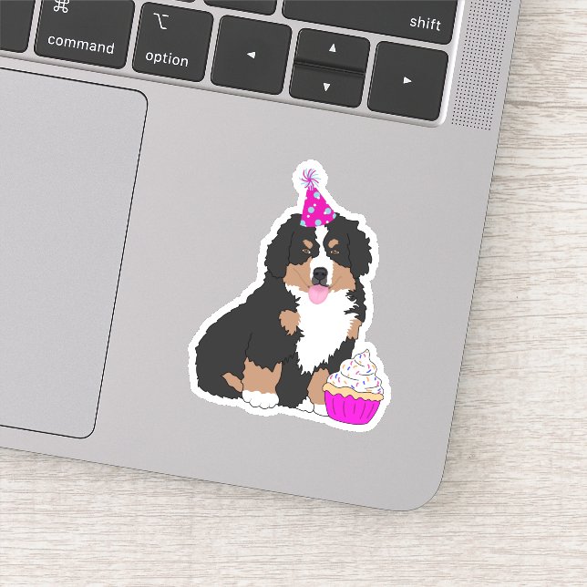 Birthday Bernese Mountain Dog Puppy Sticker (Detail)