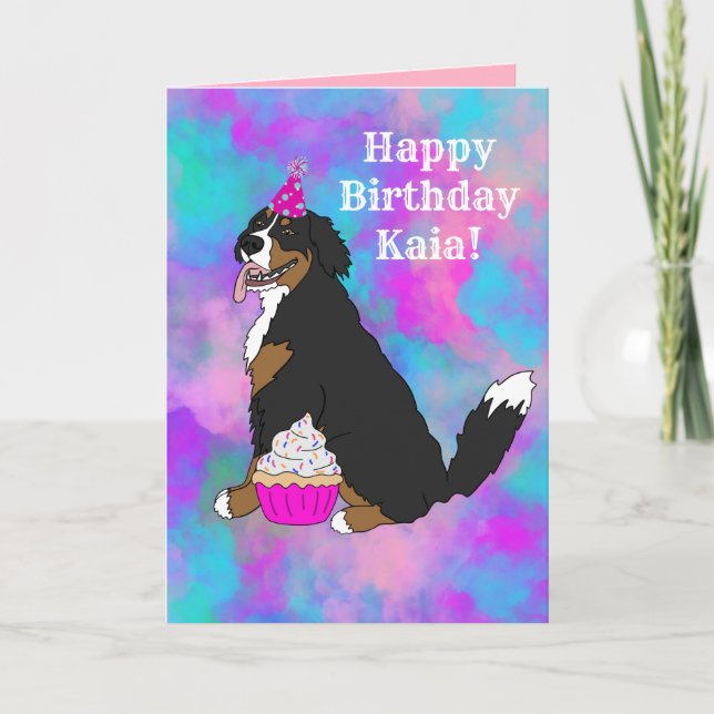 Birthday Bernese Mountain Dog  Thank You Card (Front)