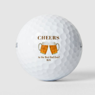 Birthday Best Dad Ever Beer Cheers Monogram Golf Balls