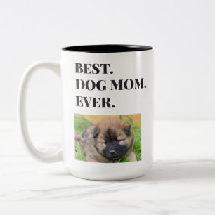 Birthday Best Dog Mom Ever Pet Photo Two-Tone Coffee Mug
