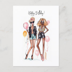 Birthday besties postcard