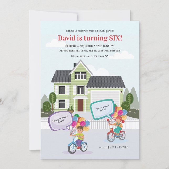 Birthday Bicycle Parade Invitation (Front)