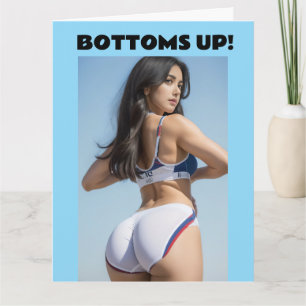 BIRTHDAY BIKINI GIRL BIG BOTTOMED GREETING CARD