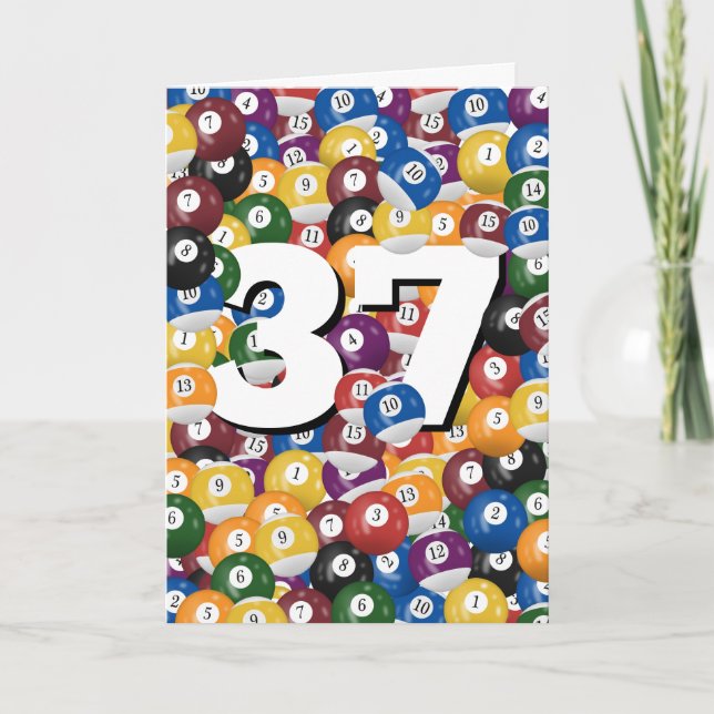 Birthday Billiard Balls For 37th Birthday Card (Front)