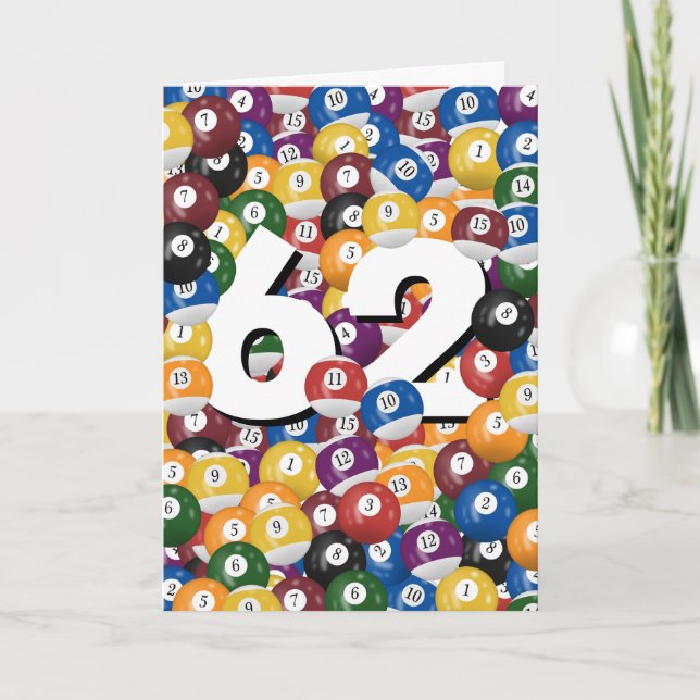 Birthday Billiard Balls For 62nd Birthday Card (Front)